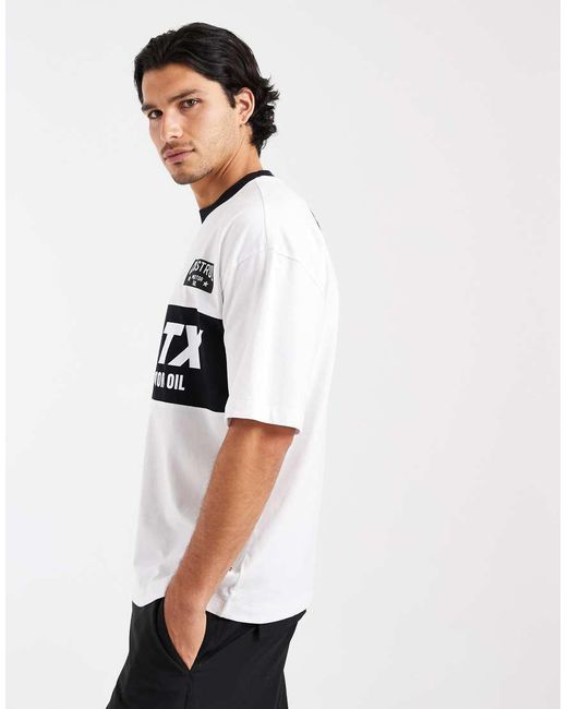 ASOS White Oversized Tee With Castrol Print for men