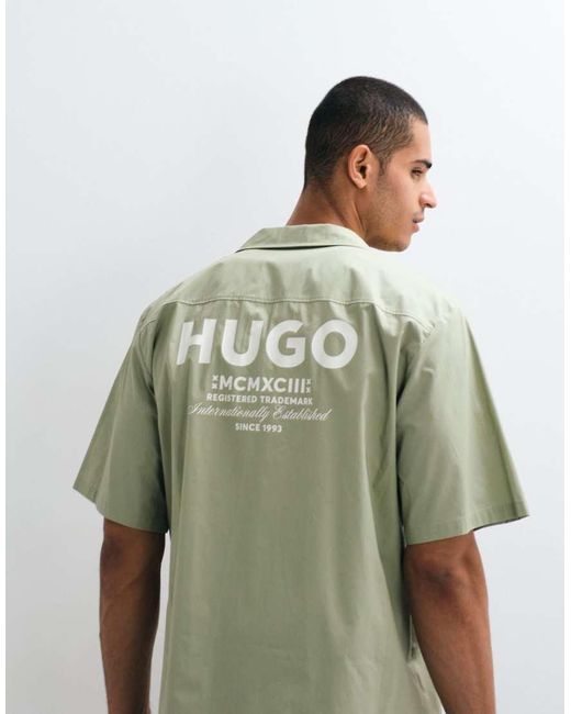 HUGO Green Eligino Relaxed Fit Revere Collar Shirt for men
