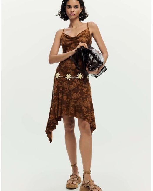 Desigual Brown Asymmetrical Strappy Dress