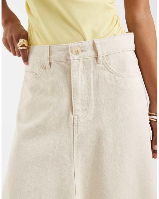 Object Natural High Low Hem Full Denim Skirt