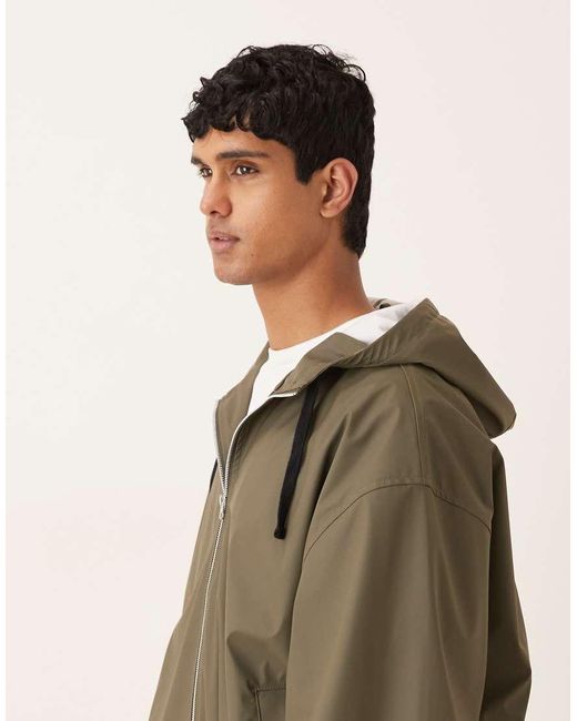 ASOS Green Oversized Hooded Rubberised Jacket for men