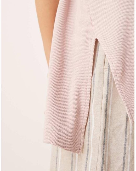 ASOS Natural Extreme Hem Oversized Waffle T-shirt