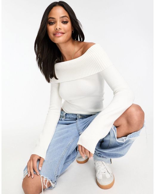 White bardot cheap jumper