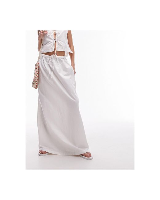 TOPSHOP White Co-ord Linen Blend Beach Maxi Skirt