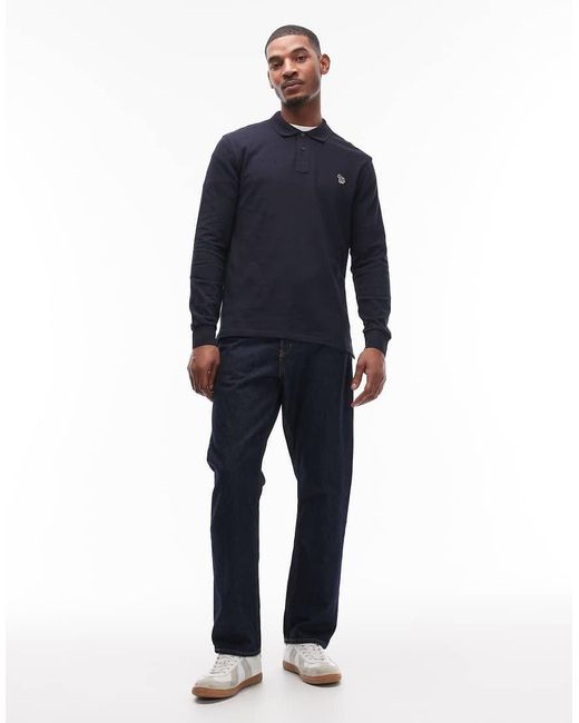 Paul Smith Blue Long Sleeve Zebra Polo for men