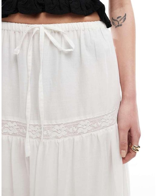 ASOS Boho Maxi Rok Met Kanten Inzetstukken En Stroken in het White
