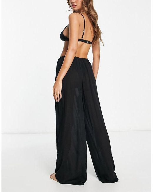 ASOS Black Drawstring Palazzo Beach Trouser