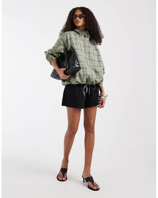ASOS Gray Casual Harrington Jacket With Funnel Neck