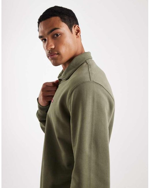 Levi's Green Original Batwing Logo Half Zip Sweatshirt for men