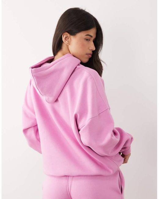 Kaiia Pink Sport Cotton-rich Embroidered Logo Oversized Hoodie