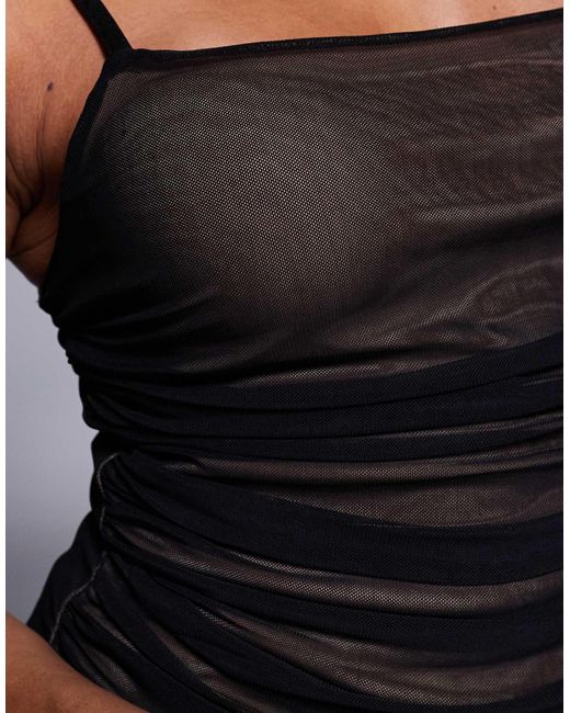 ASOS Gray Mesh Draped Cami Top