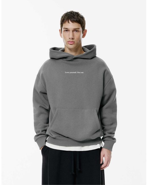 Sweat à capuche avec slogan - chiné Pull&Bear pour homme en coloris Gray