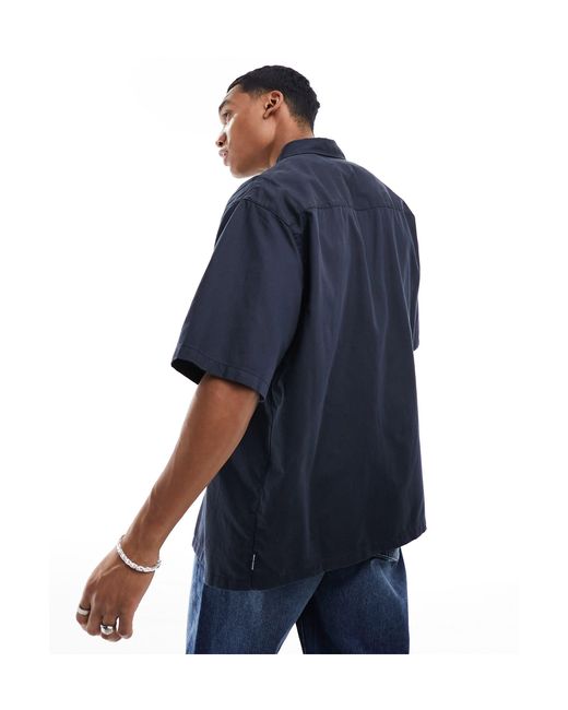Armani Exchange – halbärmliges, kastiges hemd in Blue für Herren