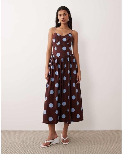 Nobody's Child Brown Renley Occasion Cotton Rich Slip Midi Dress