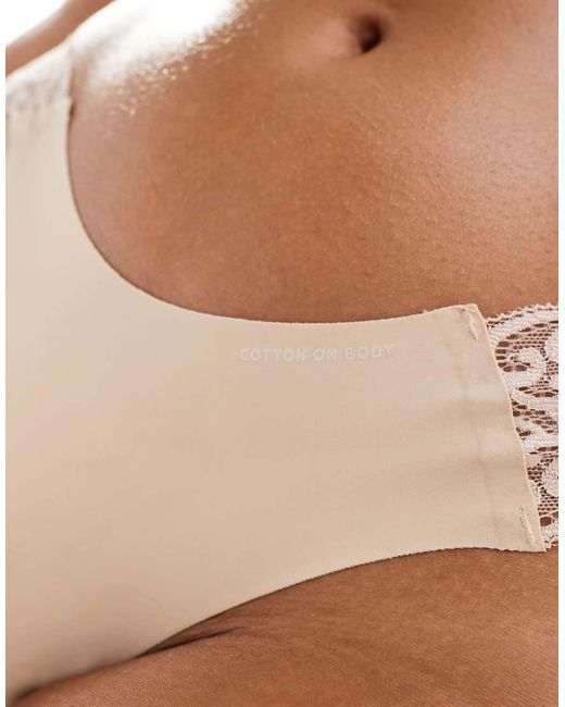 Braguitas Beis Café Con Detalle De Encaje De -Neutro Cotton On de color White