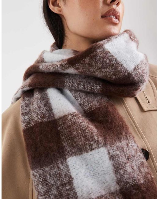 Sciarpa A Quadri Blu E Marrone Cioccolato di Threadbare in Brown
