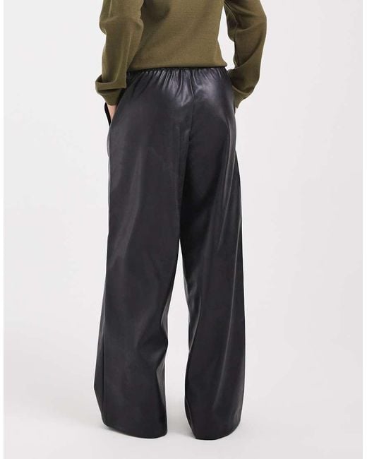 Vero Moda Green Tie Waist Wide Leg Faux Leather Trouser