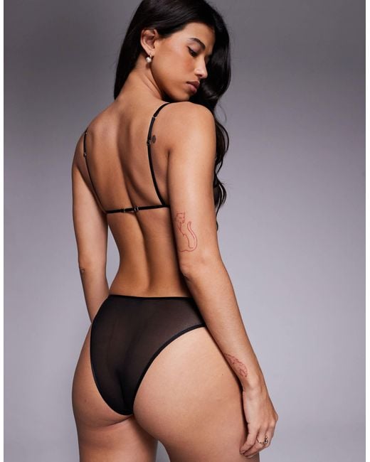 ASOS Black Simone Premium Fine Embroidery Brazilian With Satin Binding