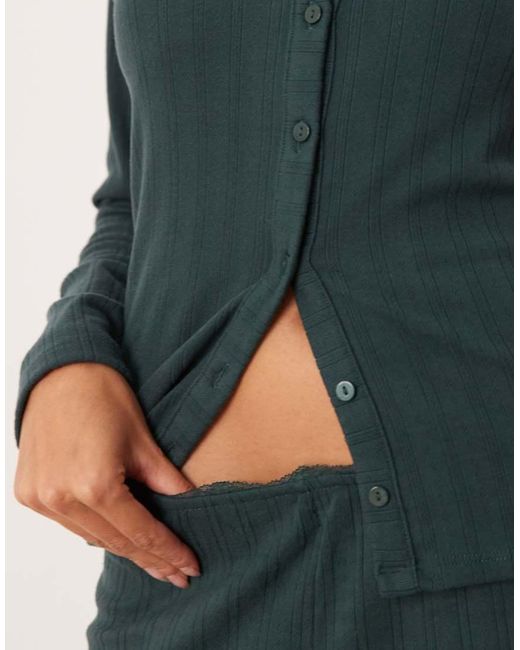Abercrombie & Fitch Green Pointelle Pyjama Cardigan Co-ord