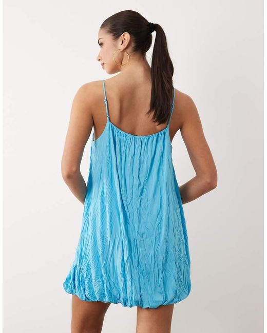 ASOS Blue Crinkle Bubble Hem Mini Dress