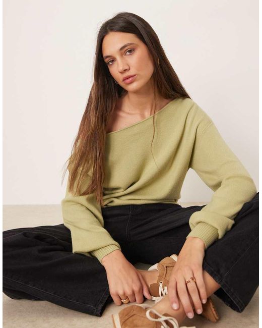 Threadbare Natural Off Shoulder Slouchy Sweatshirt