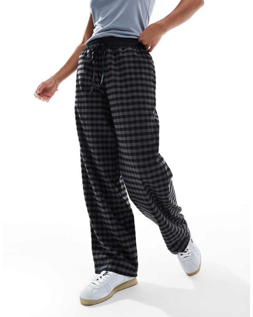 ASOS Blue Asos Design Petite Pull On Tie Waist Barrel Trousers