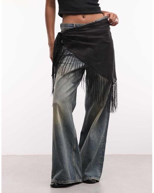 Weekday Black Cover Up Scarf With Tassels