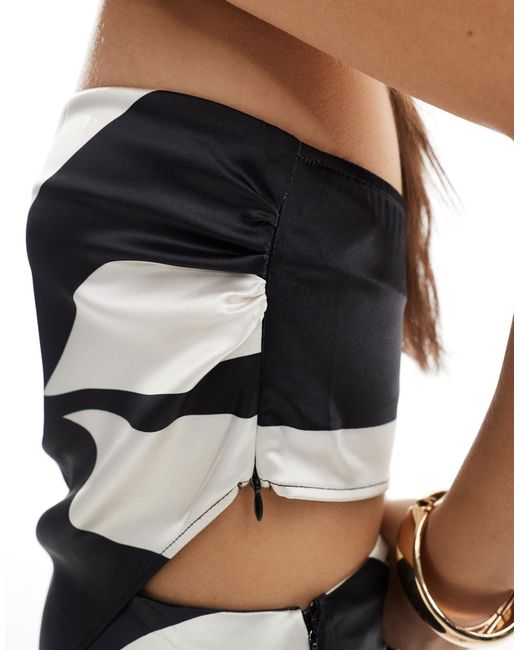 Bustier foulard d'ensemble en satin - imprimé noir et blanc 4th & Reckless en coloris Black