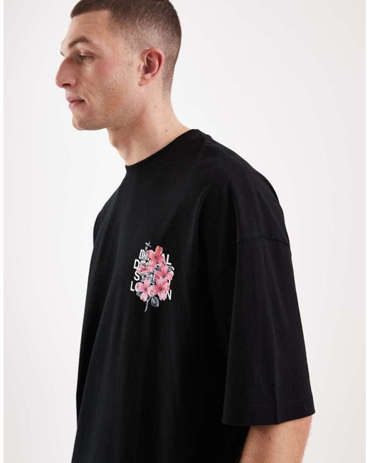 ASOS Red Oversized T-shirt With Floral Back Print for men