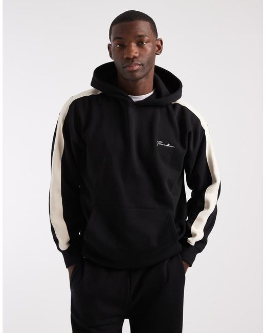 Threadbare Black Co-ord Relaxed Fit Hoodie With Side Stripe for men