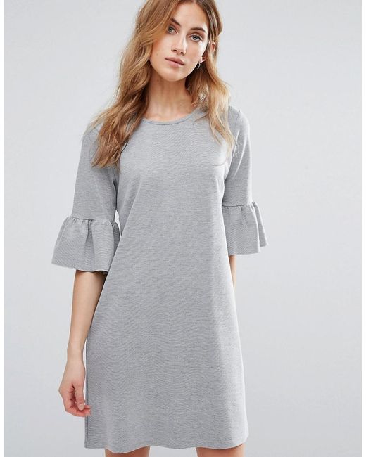 New look Ruffle  Sleeve T shirt  Dress  in Gray Lyst