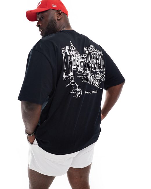 T-shirt oversize à imprimé paysage au dos ASOS pour homme en coloris Black