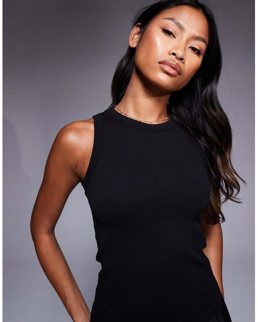 4505 Black Seamless Lightweight Rib 90s Racer Vest