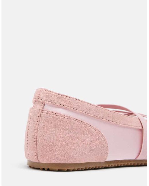 Stradivarius Pink Crossover Strap Sneakerinas