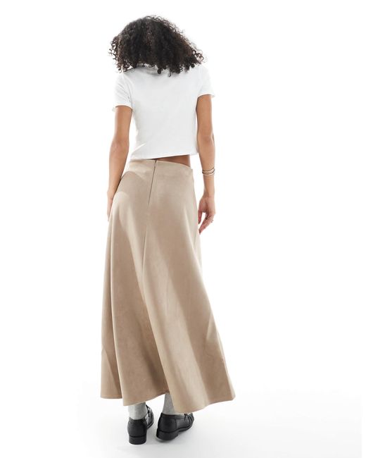 ONLY Natural Faux Suede Maxi Skirt