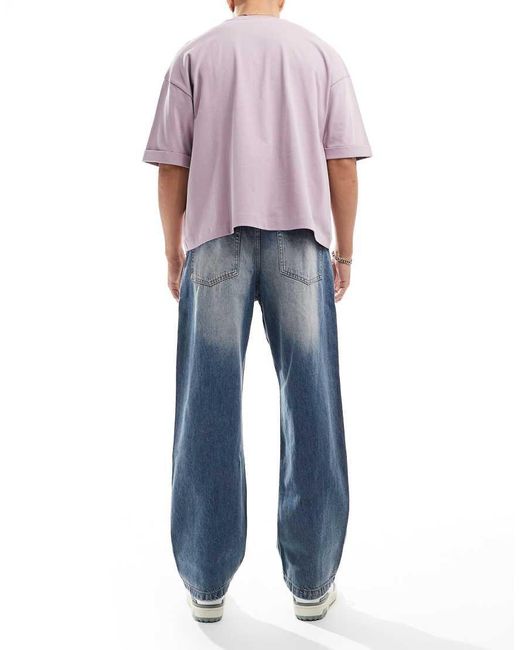 Bershka Blue Baggy Fit Jeans for men