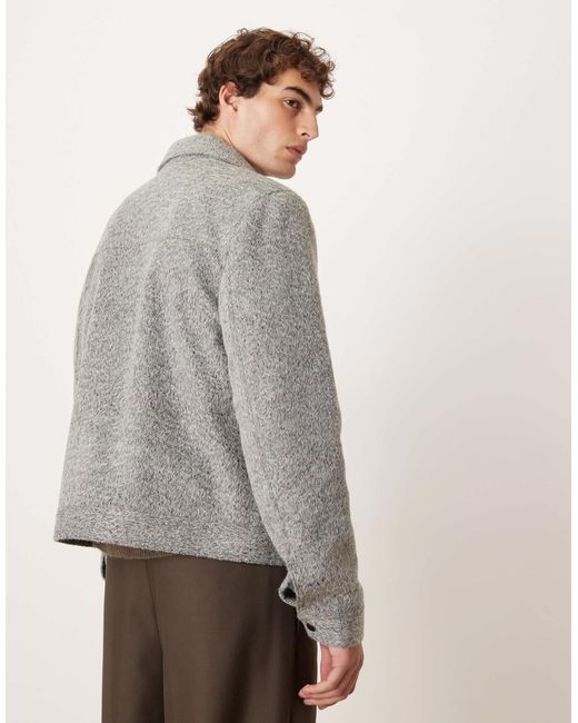 Blouson harrington en imitation laine ASOS pour homme en coloris Gray
