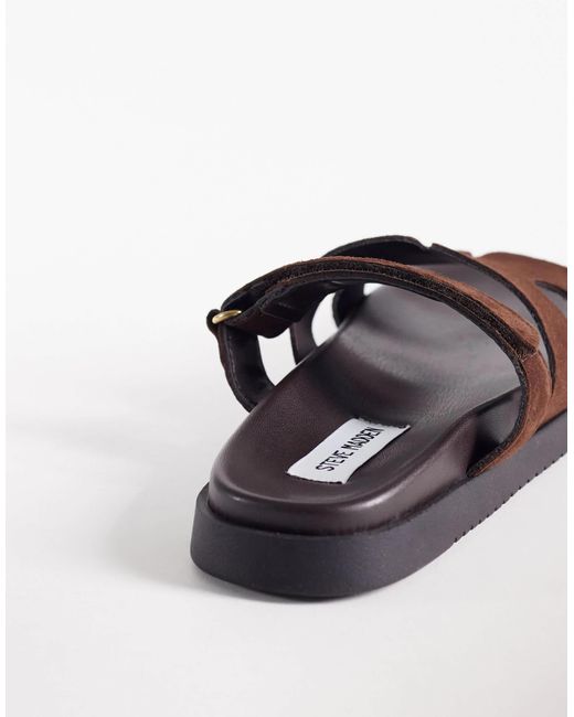 Steve Madden Brown Missile Suede Strap Slides