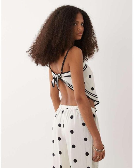 River Island White Polka Dot Handkerchief Top Co-ord