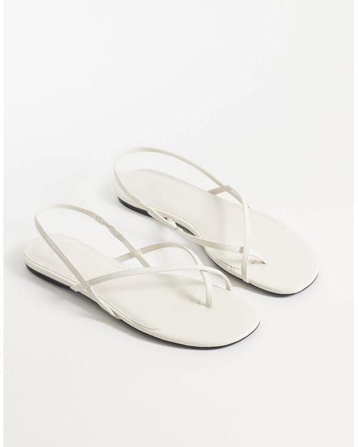 Mango White Strappy Flat Sandals