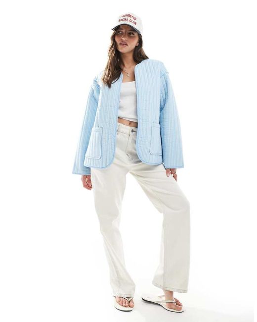 ASOS Blue Quilted Stripe Jacket
