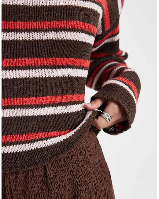 ONLY Red Long Sleeve Knitted Top