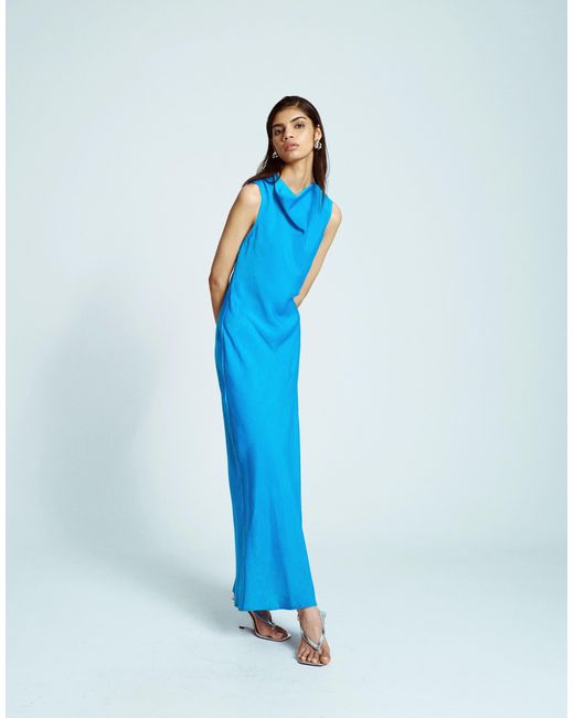TOPSHOP Blue – asymmetrisch geschnittenes kleid mit rückenausschnitt