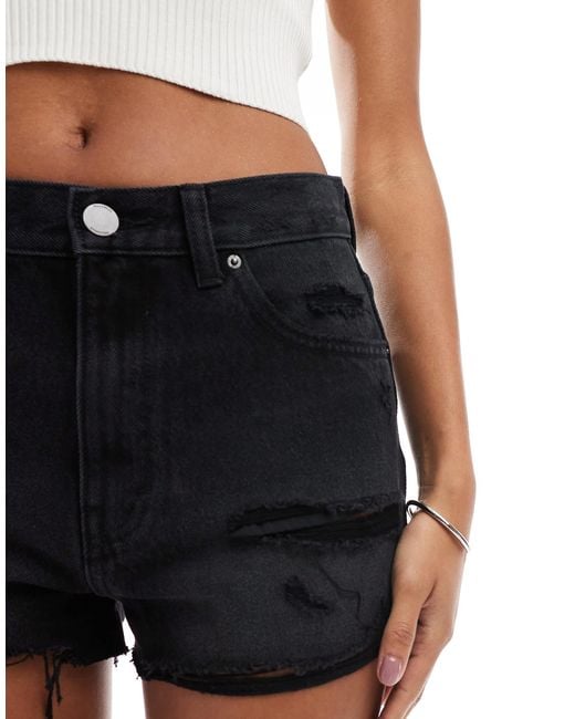 Short en jean déchiré Pull&Bear en coloris Black