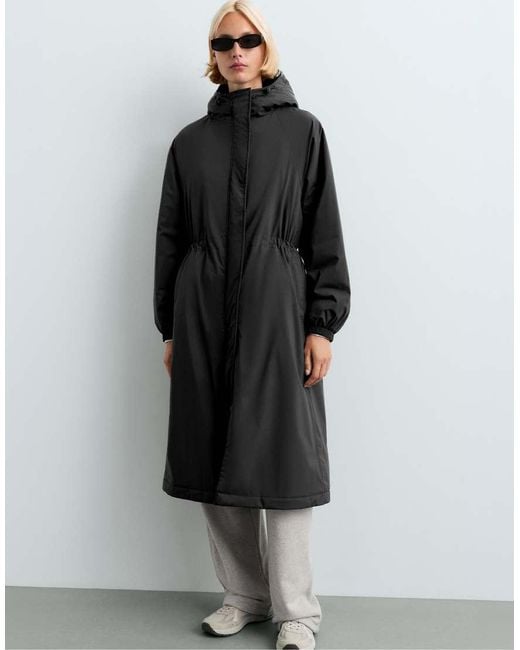 Oysho Black 10K Thindown Waterproof Super Extra-Light Long Padded Jacket