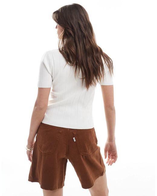Levi's White High Waisted Linen Blend baggy Denim Shorts