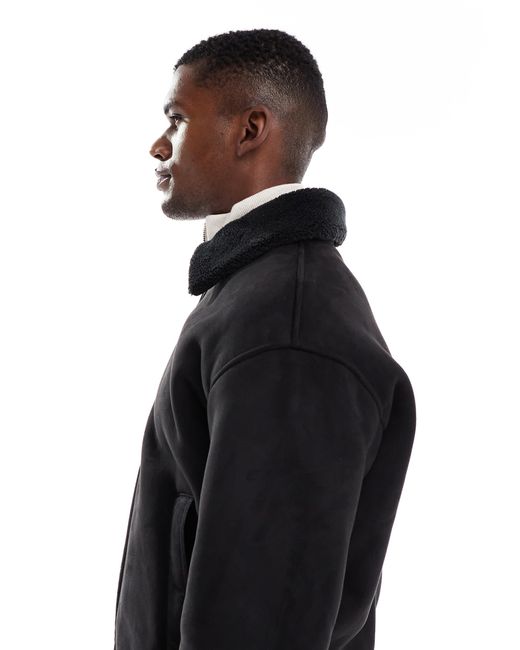 Jack & Jones – bomberjacke aus wildlederimitat in Black für Herren