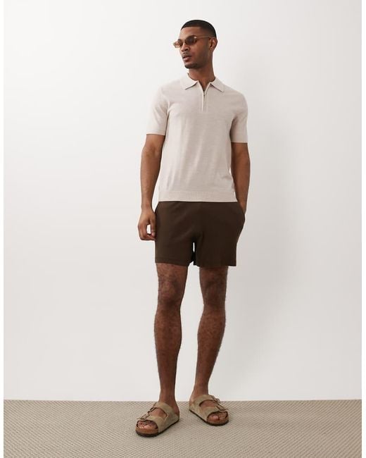 SELECTED White 100% Wool Half Zip Knitted Polo for men