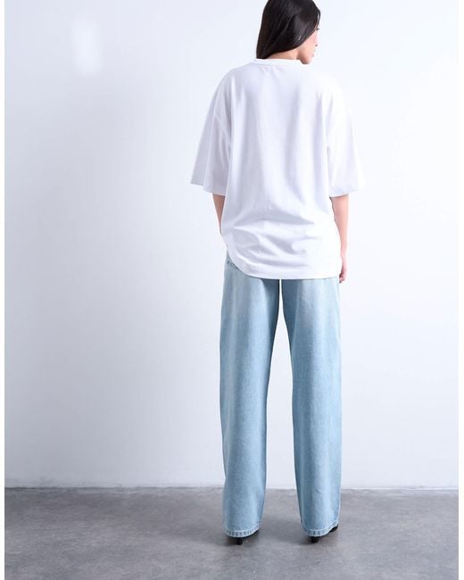 TOPSHOP White Oversized Drop Shoulder Tee