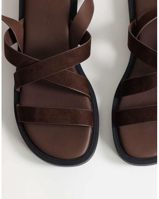 TOPSHOP Metallic Sasha Strappy Flat Sandals